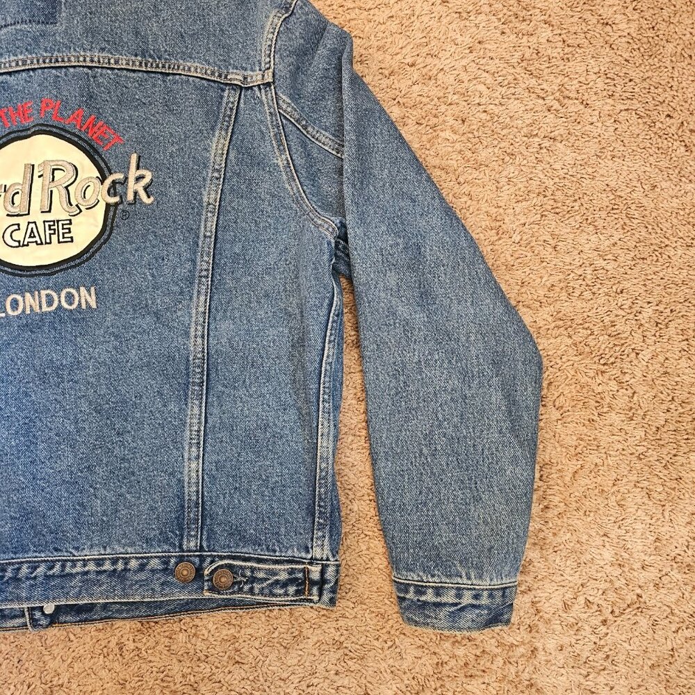 Vtg Levis Jean Jacket M Britain Hard Rock London Denim 70503-02 Trucker 80s 90s - Picture 14 of 14